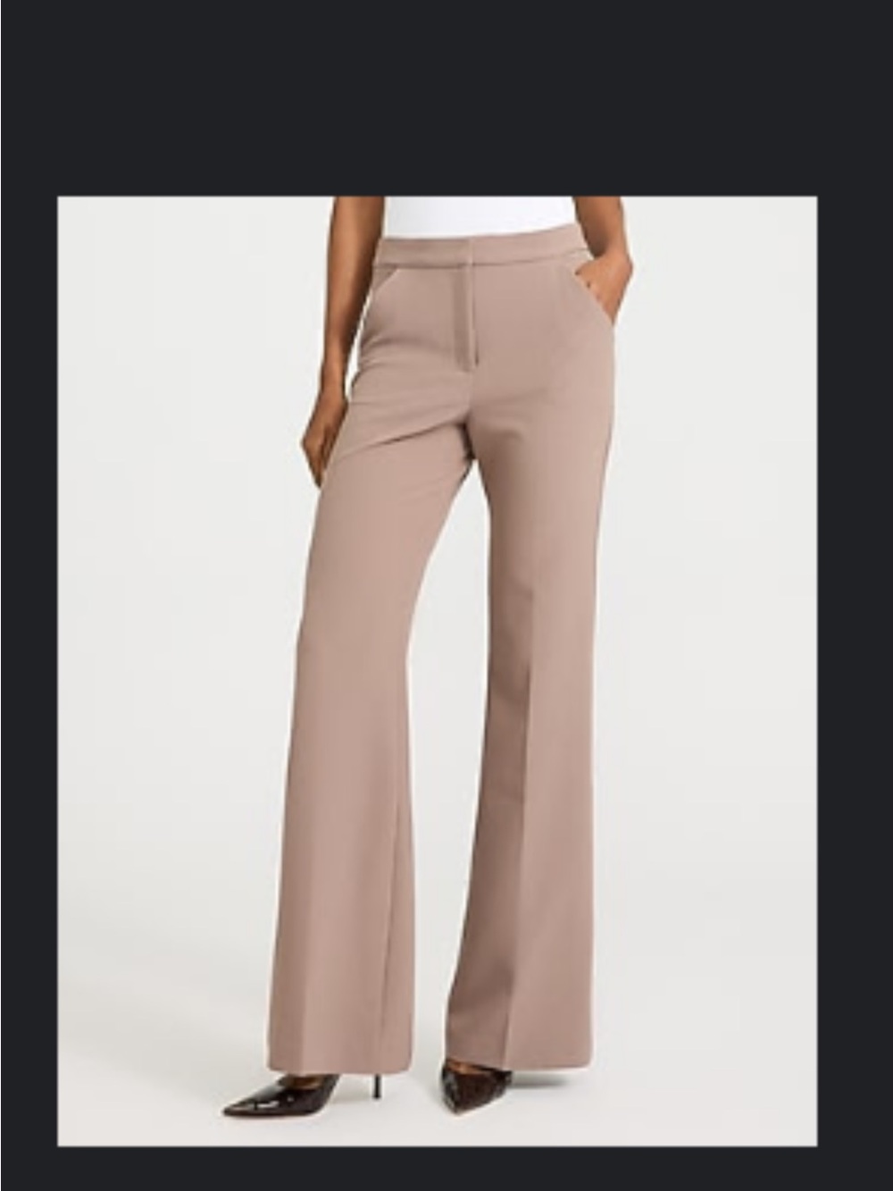 Express Editor High Waisted Relaxed Flare Pant in Mushroom 8L